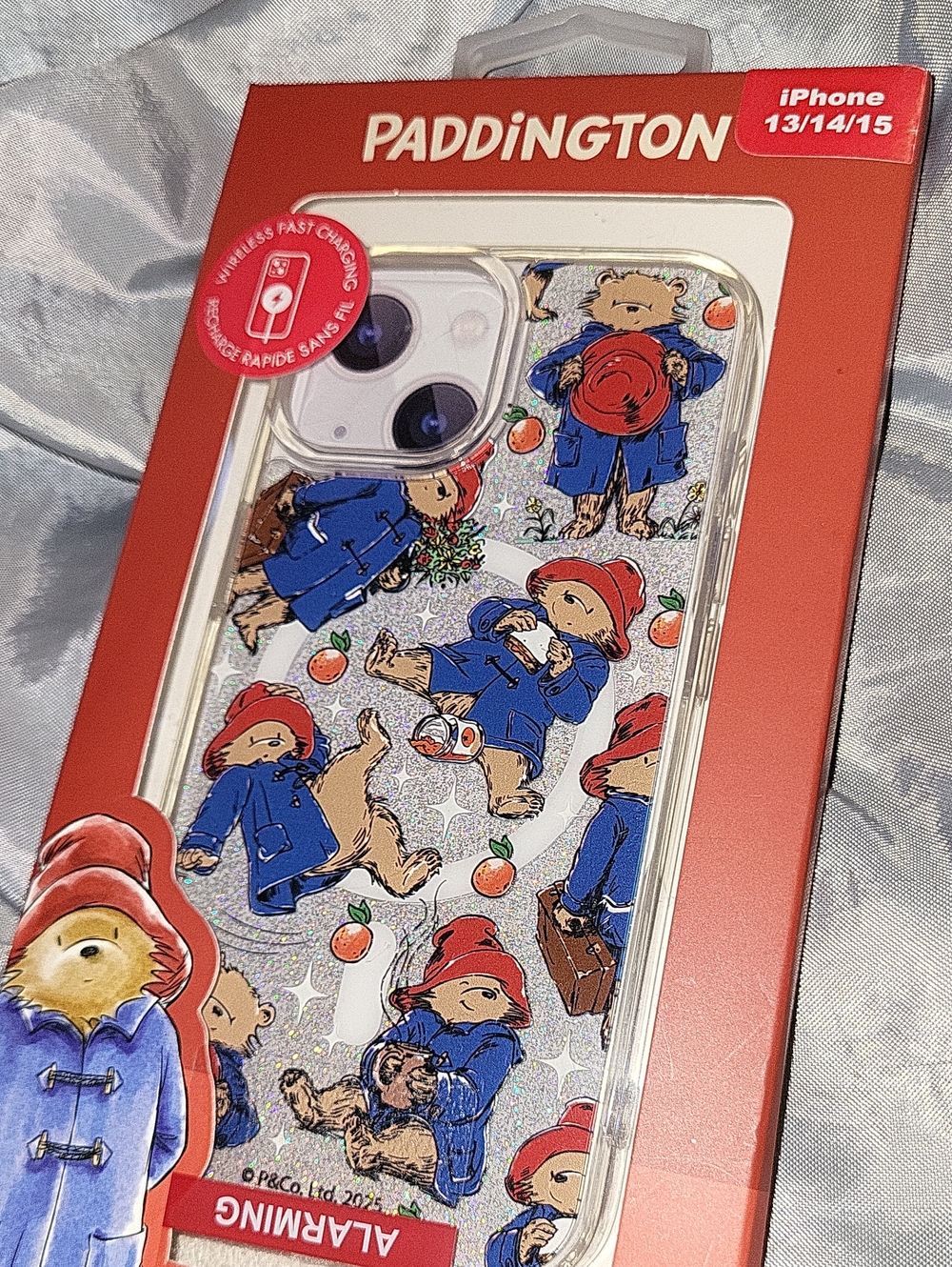 Bear Clear Glitter iPhone Case for iPhone 13/14/15 - Red & Blue M Lp